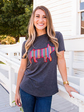 Serape Piggy Patch on Charcoal Heathered Crewneck Tee