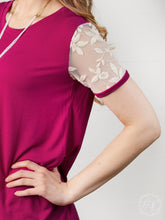 Tell Me You Love Me Top with Lace Sleeve Detail, Fuchsia
