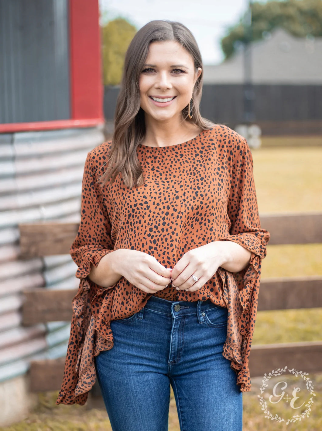 On The Spot Long Sleeves Fringe Top, Brown