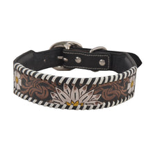 Oxy Daisy Hand-Tooled Leather Dog Collar