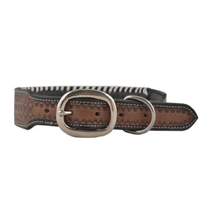 Oxy Daisy Hand-Tooled Leather Dog Collar