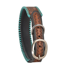 Full bloom Hand-Tooled Leather Dog Collar