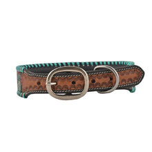 Full bloom Hand-Tooled Leather Dog Collar