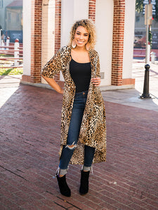 On the Prowl Lightweight Leopard Kimono with Sequin Detail
