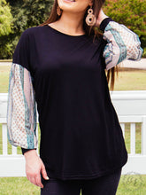 You're the One for Me Top with Patchwork Sleeve Detail