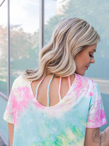 Seaside Bliss Tie-Dye Tee with Caged Back Detail