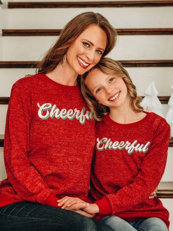 Cheerful on Sparkly Glitter Sweatshirt Kids & Adults Sizes