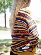 Back Me Up Waffle Knit Top, Mustard & Aztec
