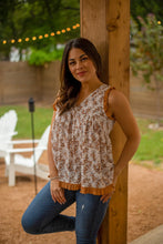 Meeting for Brunch V-Neck Sleeveless Floral Top, Mustard