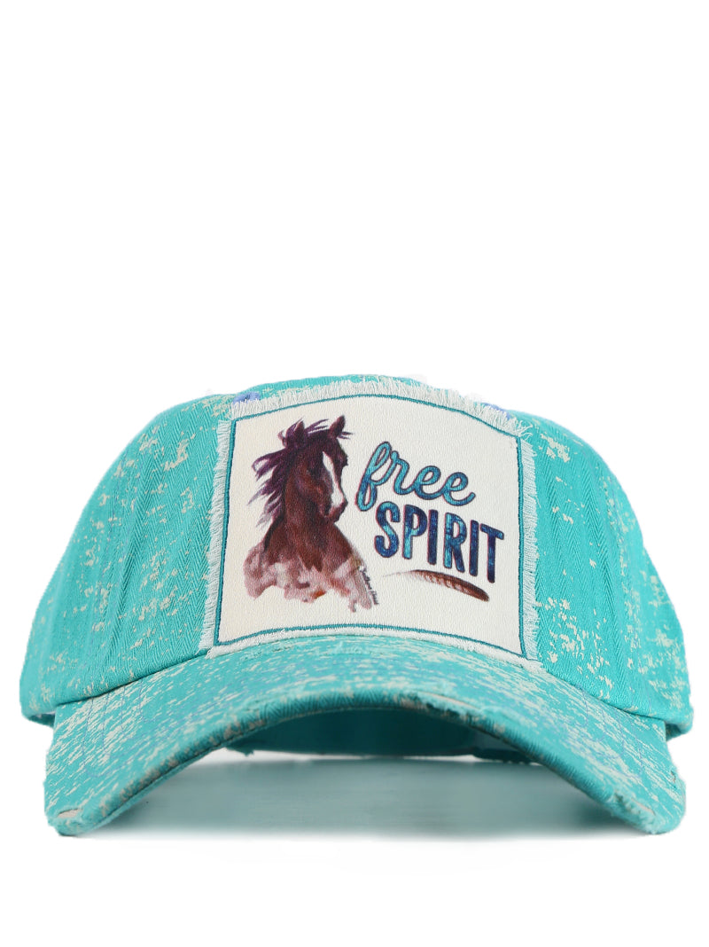 Free Spirit Patch on Turquoise Spatter Hat