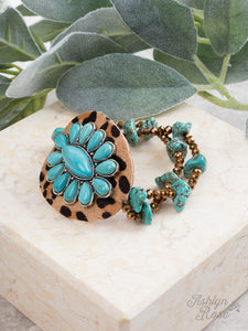 Set In Stone Leopard Bracelet, Turquoise Stones