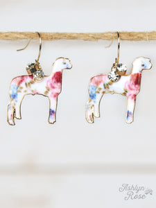 Rose Detailed Sheep Earrings, Gold