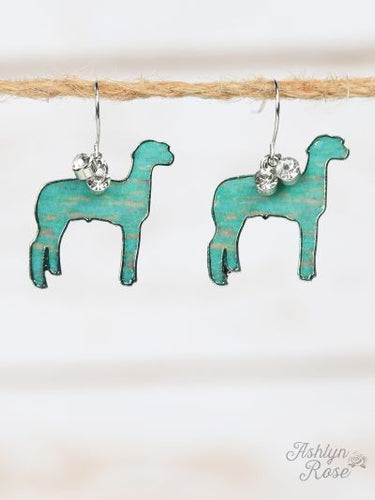 Turquoise Brushed Sheep Earrings, Silver