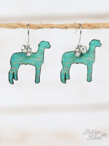 Turquoise Brushed Sheep Earrings, Silver