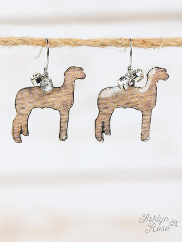 Brown Brushed Sheep Earrings, Silver