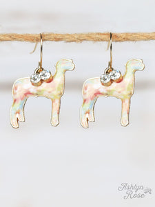 Flower Detailed Sheep Earrings, Gold