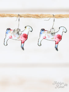 Rose Detailed Goat Earrings, Silver