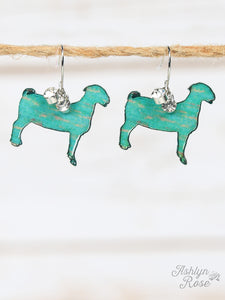 Turquoise Brushed Goat Earrings, Silver