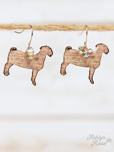 Brown Brushed Goat Earrings, Gold
