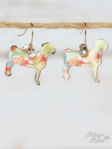 Flower Detailed Goat Earrings, Gold