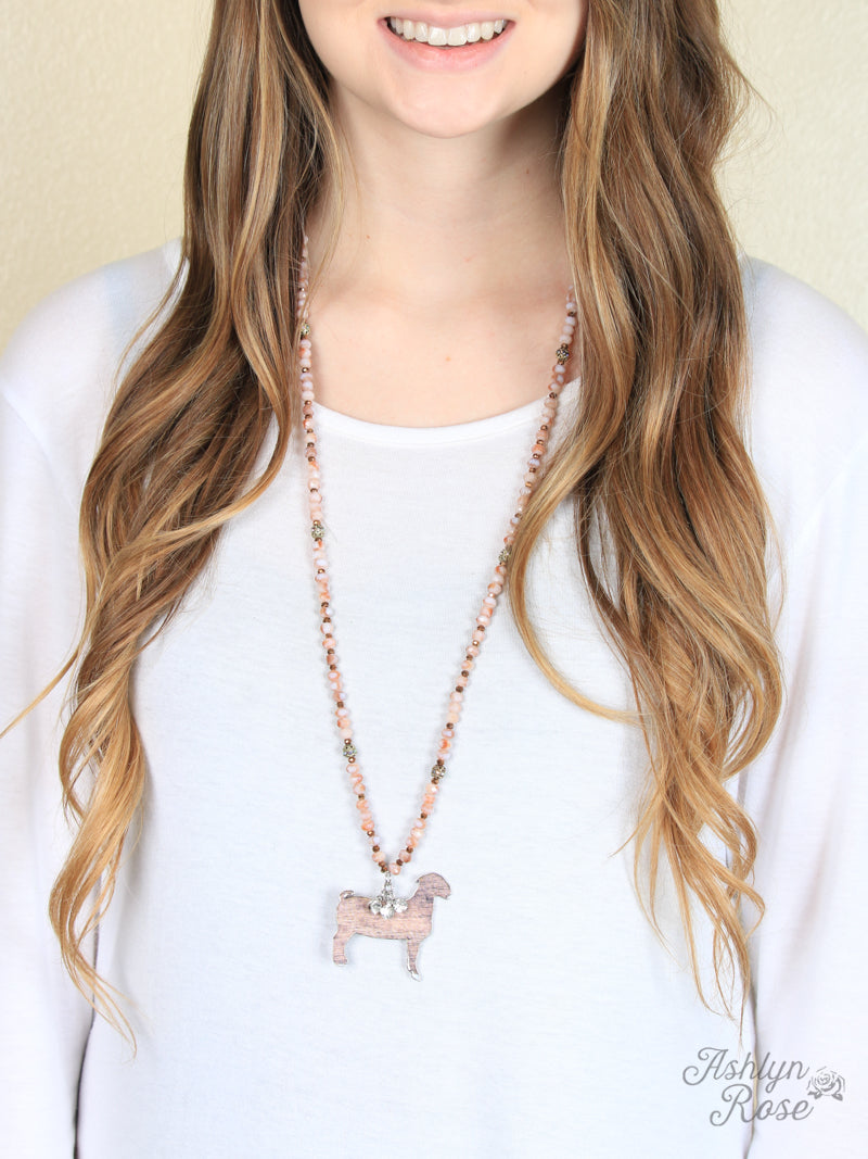 Brown Brushed Goat Necklace, Silver