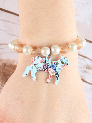 Light Blue Floral Lamb Bracelet, Copper