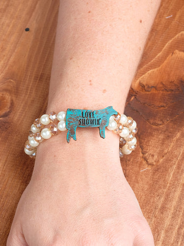 Love Showin' Turquoise and Copper & Pearl Steer Bracelet