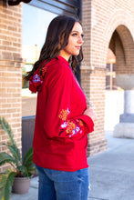 Dark Red Light Weight Pullover With Floral Embroidery