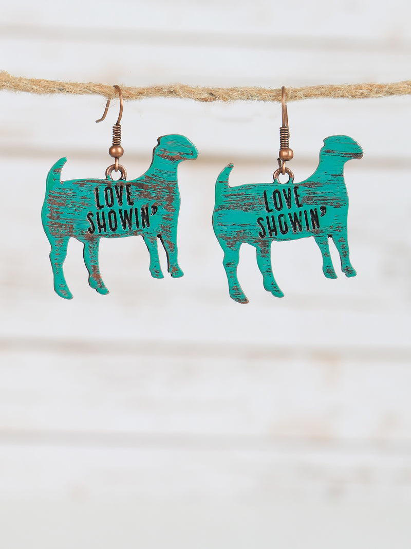Love Showin' Turquoise and Copper Goat Earrings