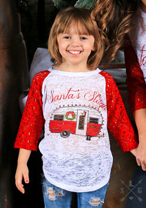 Girls Santa's Sleigh Camper Burnout Raglan