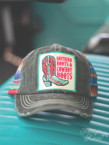 Girls' Southern Roots and Cowboys Boots Patch on Charcoal & Serape Hat