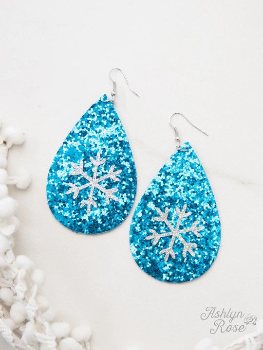 A Wonderland of Snow Glitter Teardrop Earrings