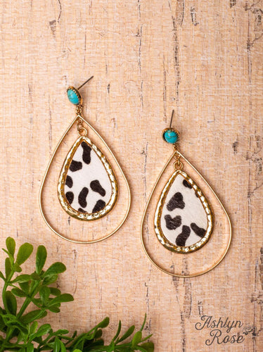 LITTLE DOLLY, LITTLE BETH DALMATIAN DOUBLE TEARDROP STUD EARRINGS