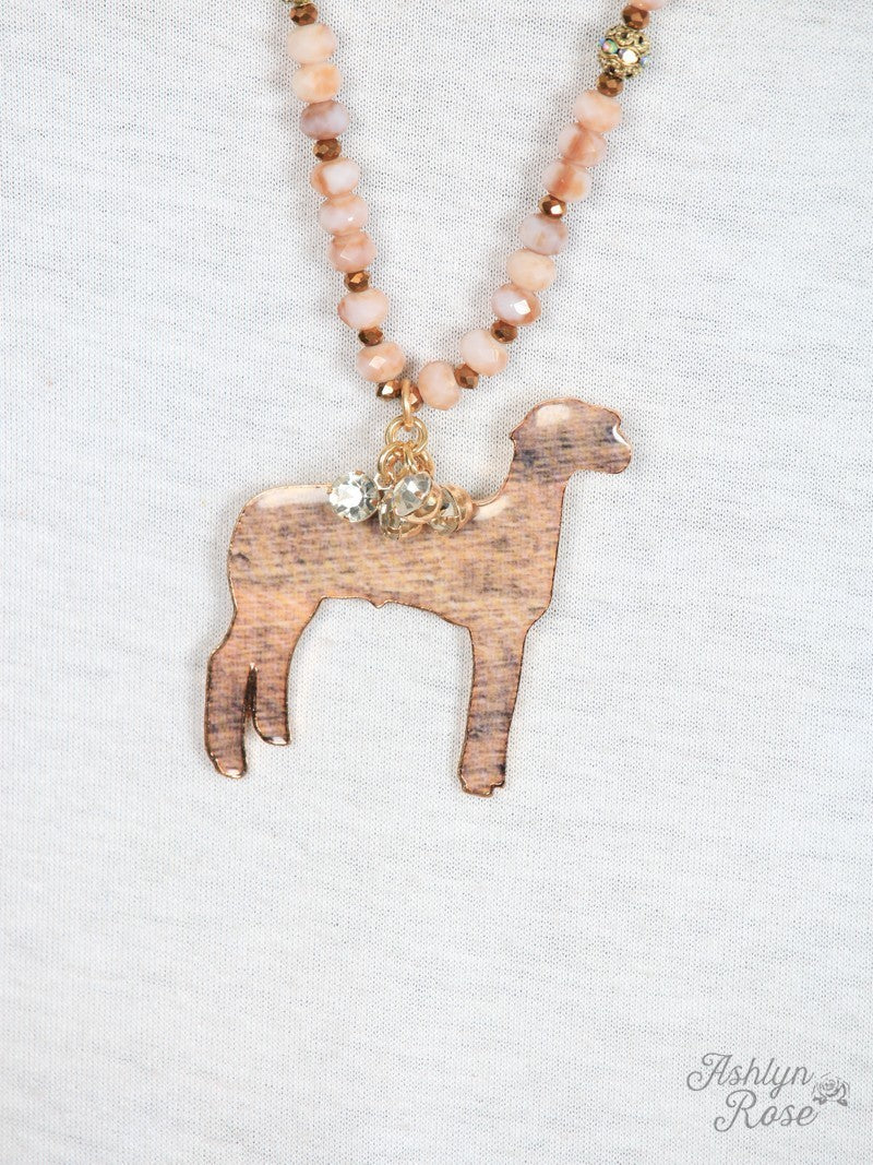 Brown Brushed Sheep Necklace, Gold