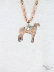 Brown Brushed Sheep Necklace, Silver