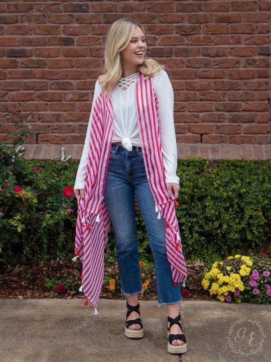 Red & White Stripe Candy Cane Cover Up