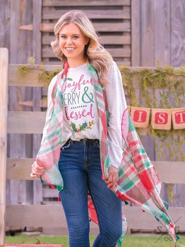 Making the Nice List Plaid Cover Up with Tassels