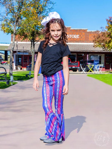 Girls' Banjo Babe Flare Pants, Aztec and Leopard