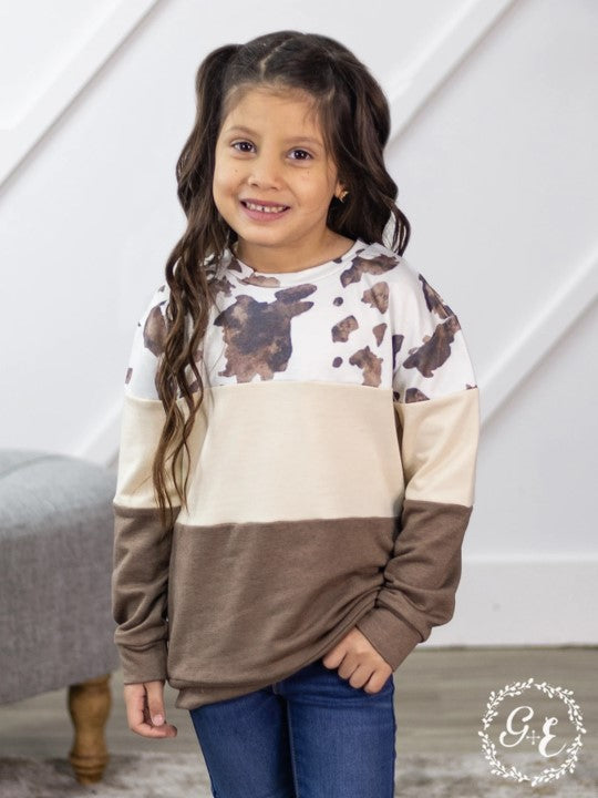 Girls Layers of Wild Long Sleeve with Knit Wrist, Cowhide